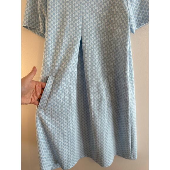 Tyler Boë Kristen Pleated A-Line Preppy Short Sleeve Knit Blue/White Sz. S - Picture 3 of 7